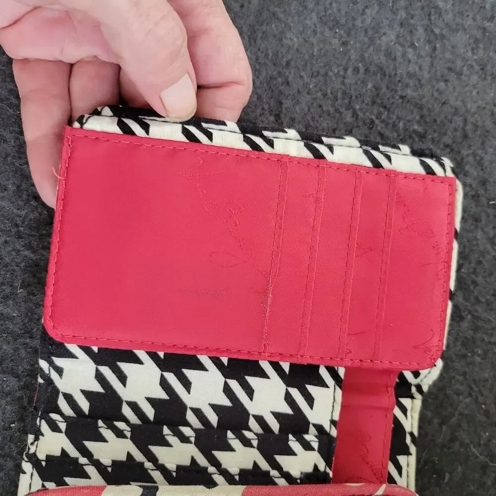 Vera Bradley Bittersweet Euro Wallet Quilted Floral Black Red Gold Retro Colorfu